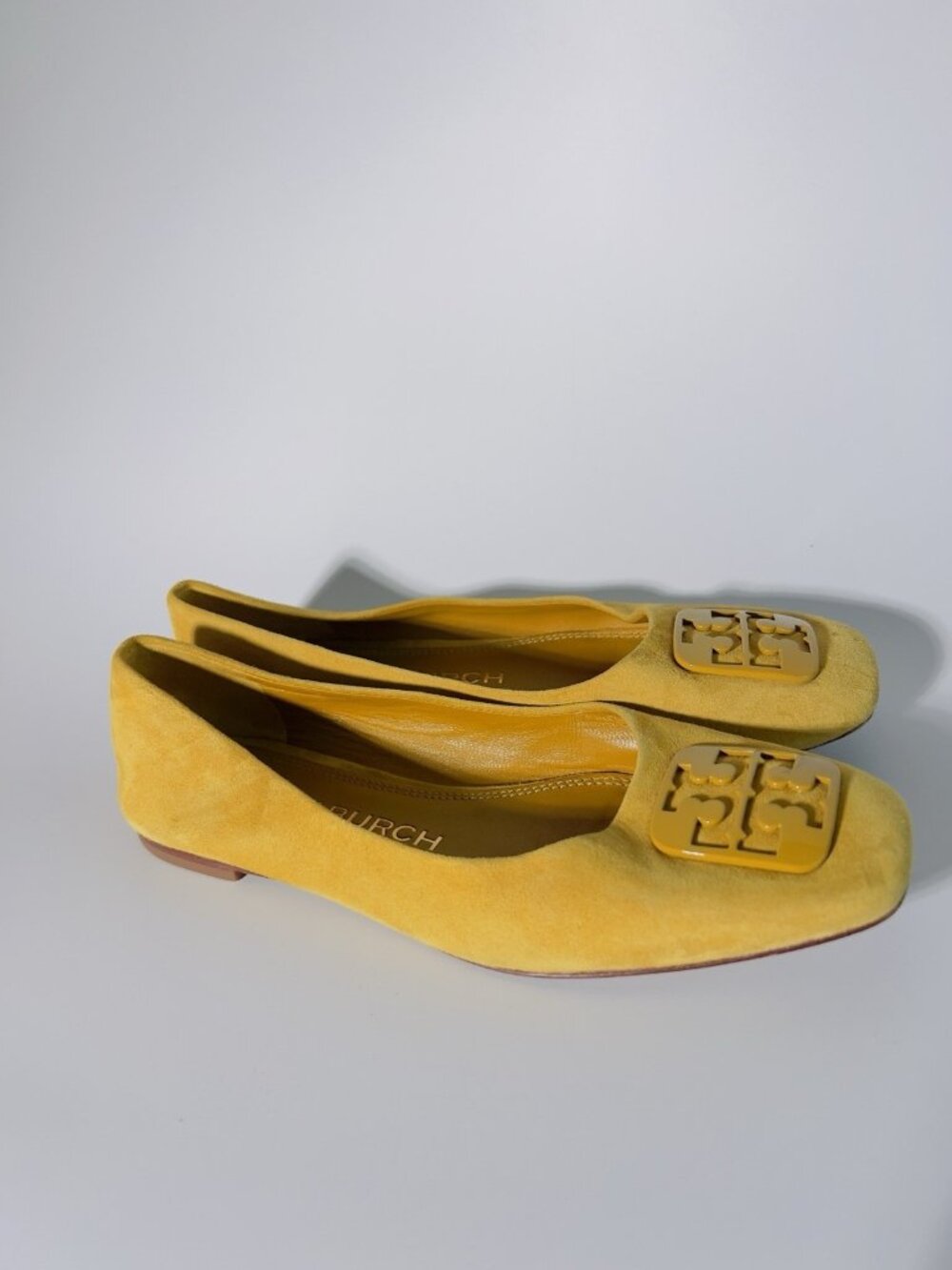 Tory Burch Georgina Suede Ballet Flats Yellow Mustard Size 6.5 M - Picture 5 of 12